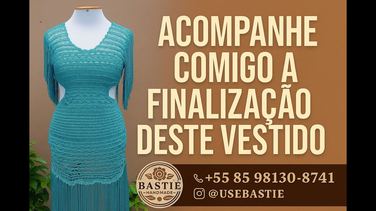 💙 A Finalização do Vestido de Crochê Mais Elegante de 2025! 🧶✨#CrochêDeLuxo #BastiéHandmade