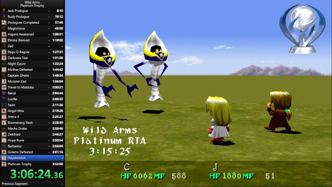 Wild Arms Platinum Trophy Speedrun 3:15:25 RTA
