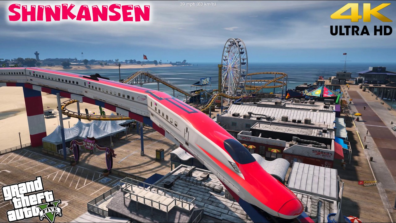 Extended Shinkansen Komachi E6 on a Custom Vespucci Beach Rail Route! | GTA 5 Graphics Mod