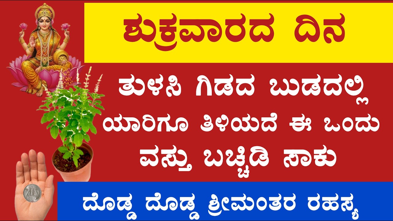 ಶುಕ್ರವಾರ ತುಳಸಿ ಗಿಡದ ಬುಡದಲ್ಲಿ ಈ ಒಂದು ವಸ್ತು ಬಚ್ಚಿಡಿ ಸಾಕು/ಲಕ್ಷ್ಮೀ ದೇವಿ ಆಶೀರ್ವಾದ/#entertament #astrology