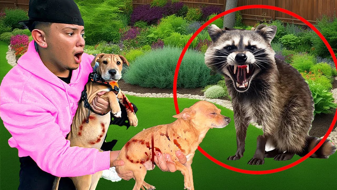 A RACOON ATTACKED MY DOGS!!