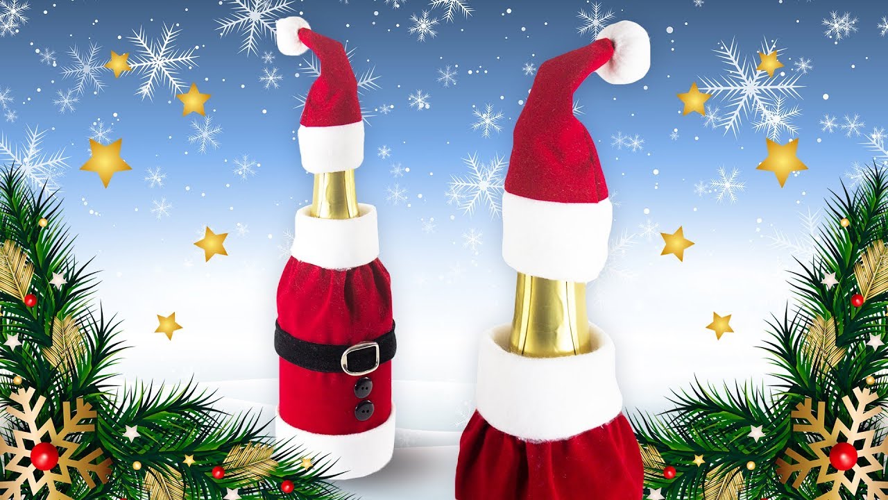 BOTELLA DECORADA DE PAPA NOEL | DECORACION NAVIDAD | Manualidades, Antojitos y algo Más