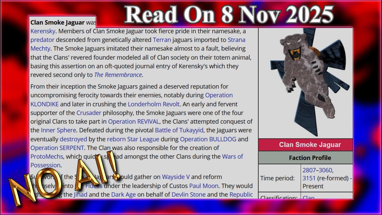 Clan Smoke Jaguar (No AI) - 8 November 2025