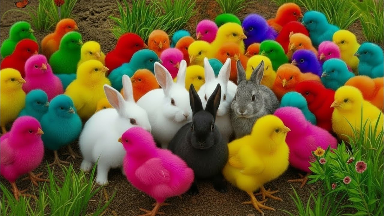Ayam Lucu, ayam warna warni, ayam rainbow, kelinci lucu, bebek lucu, ikan koi, Hewan Lucu