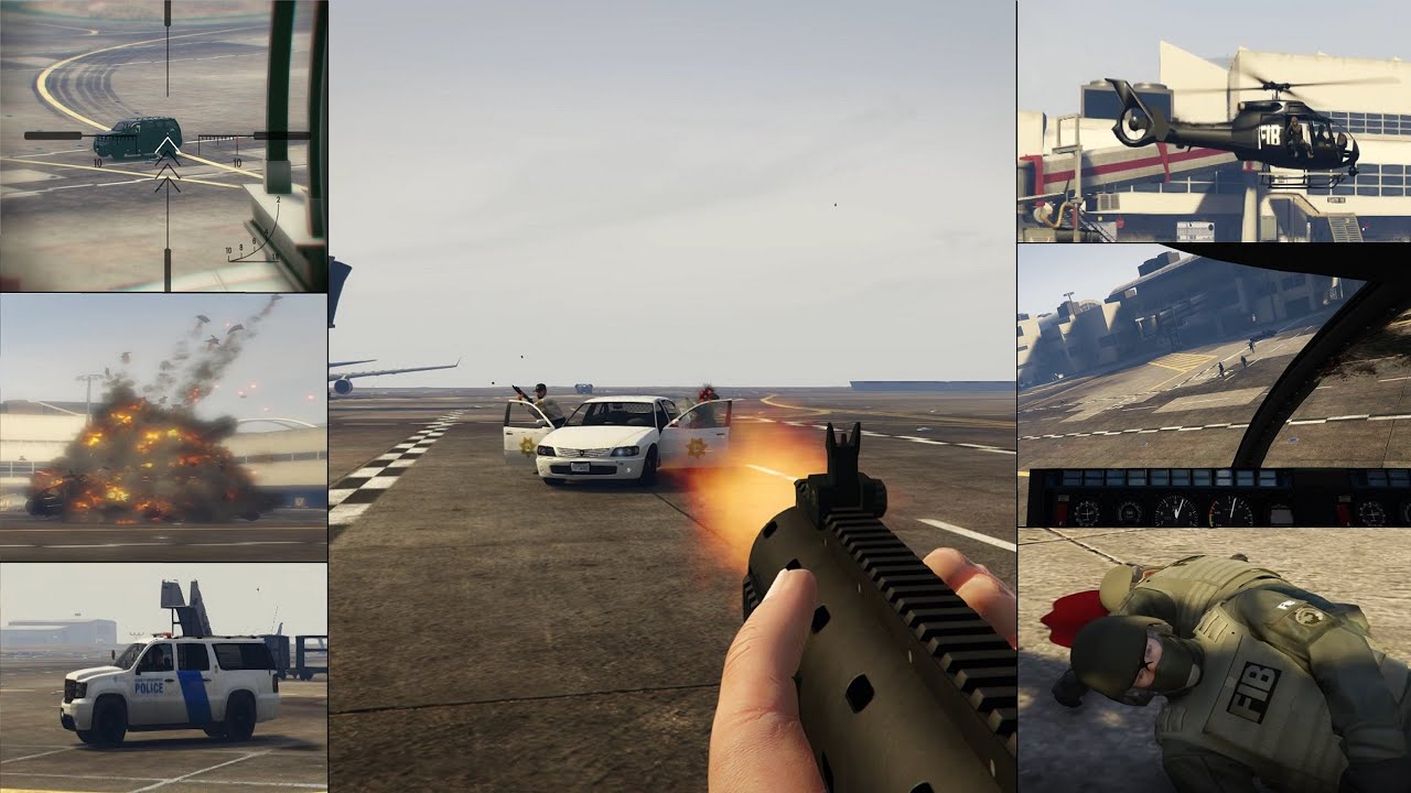 GTA 5 Война с полицией! Переполох в аэропорту!