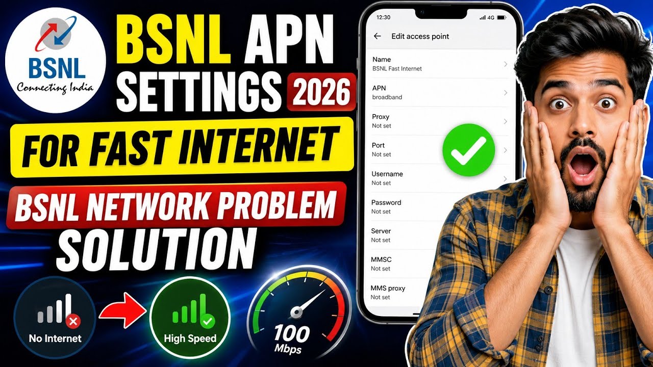 Bsnl APN Settings For Fast Internet 2026 | Bsnl Network Problem Solution | Bsnl Internet Not Working