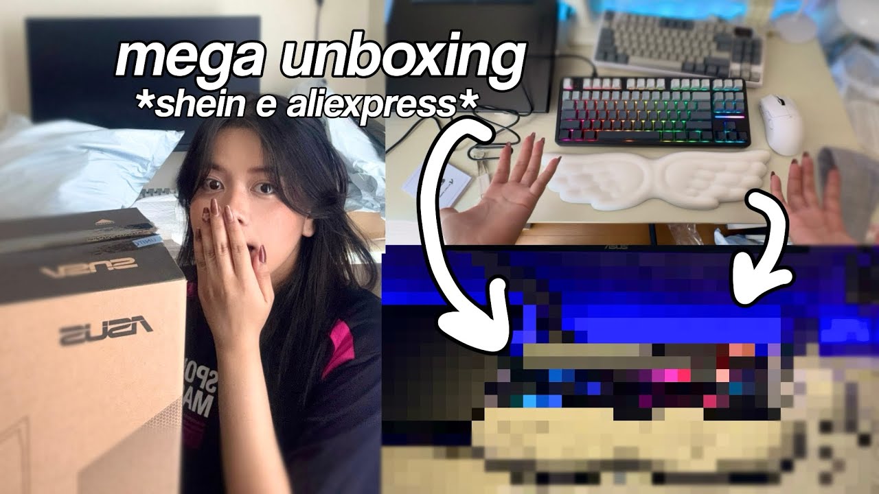 mega unboxing da shein e aliexpress | comprinhas, teclado e muito mais! 🫣