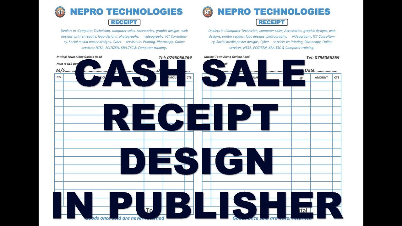 HOW TO DESIGN CASH SALE RECEIPT IN MS PUBLISHER 2019  (2024) #design #businesstips #businessideas