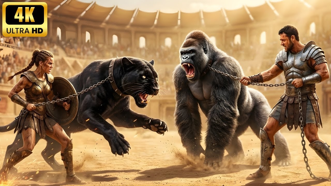 Massive Black Panther vs Muscular Silverback Gorilla  | Ultimate Wild Battle Arena Clash