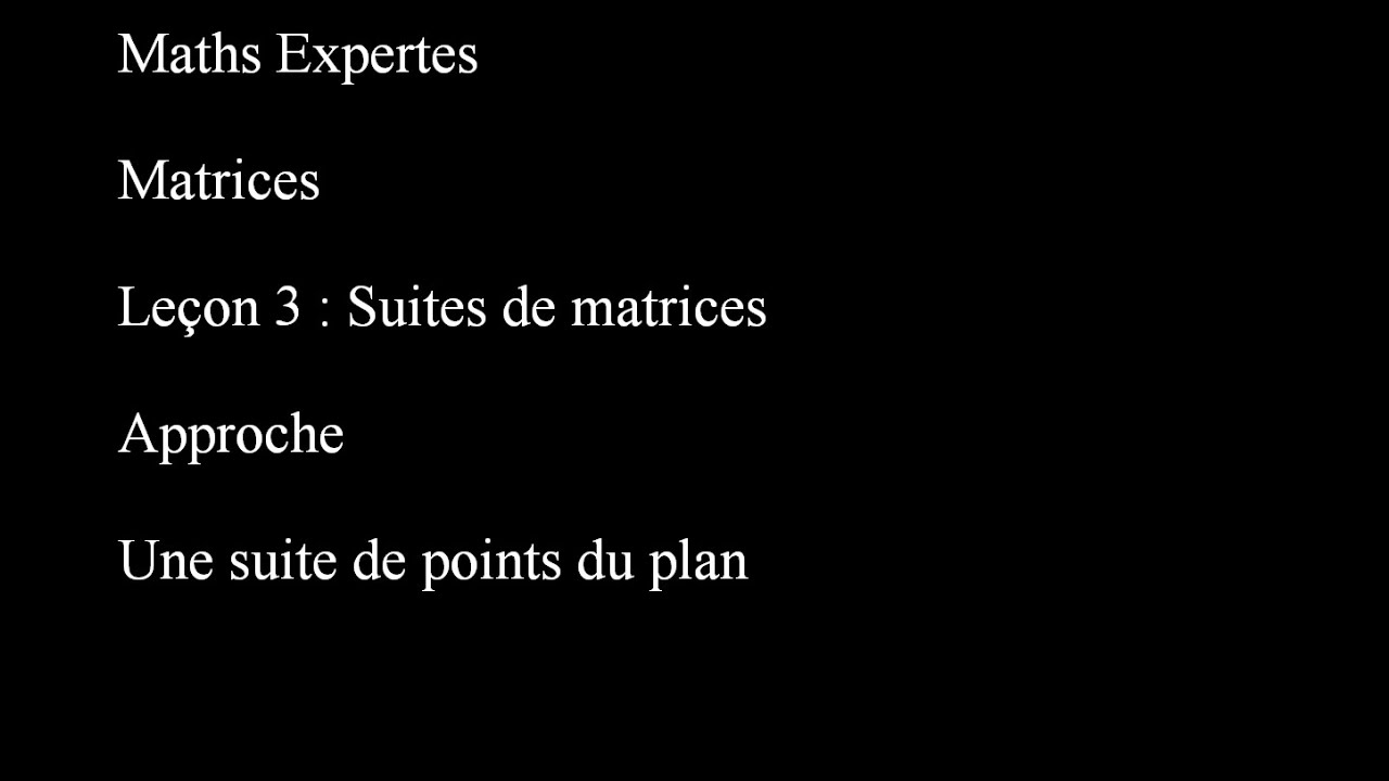 Maths Expertes Matrices 3 Approche Une suite de points
