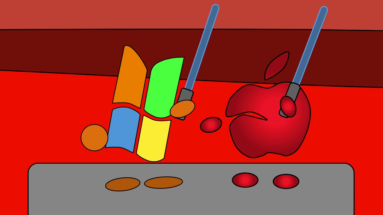 Obi-Wan and Anakin but it's Windows XP and Apple