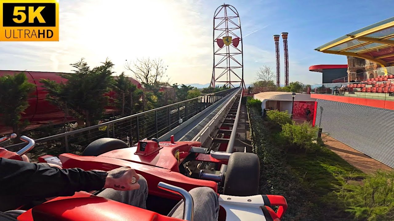 Red Force POV 5K TALLEST COASTER IN EUROPE! Ferrari Land Salou, Spain
