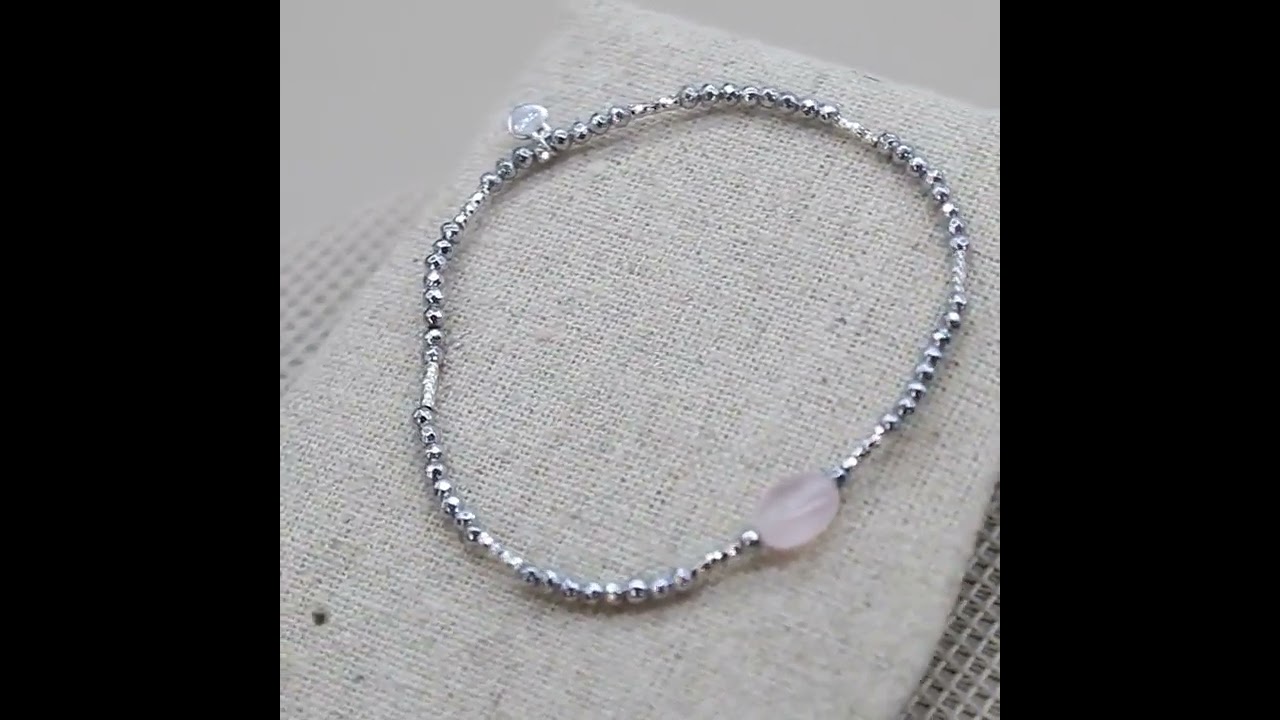 Bracelet en Marcassite, Bracelet en Argent, Bracelet en Quartz Rose