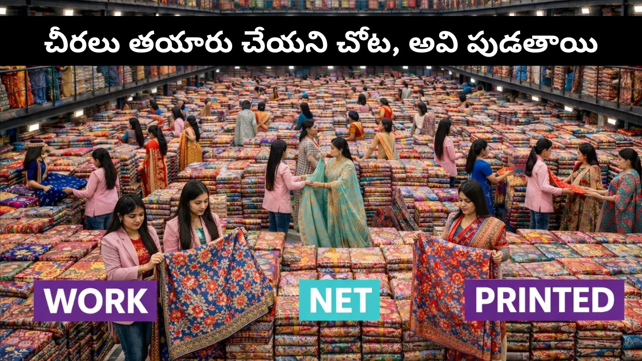 చీరలు తయారు చేయని చోట, అవి పుడతాయి | cotton saree factory in surat | surat saree wholesale market