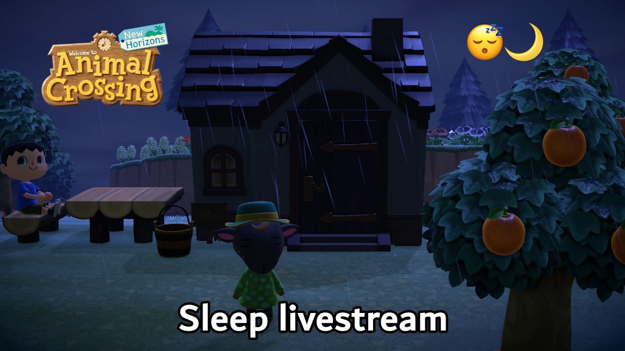 Animal Crossing: New Horizons - Sleep livestream #342 (Relaxing music & rain sounds for seeping)