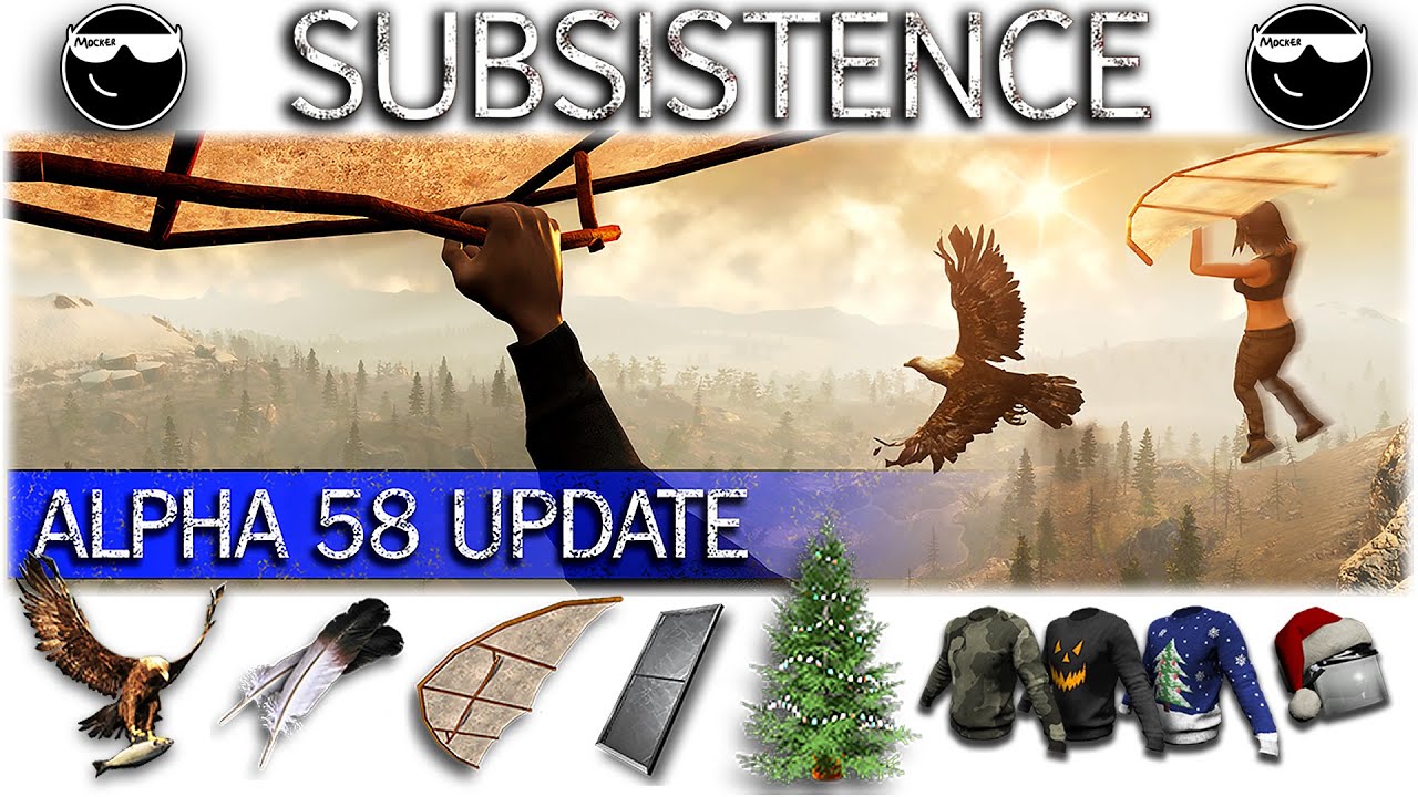 Обзор обновы Alpha 58 [ Subsistence ] Орёл, гнёзда, перья, дельтаплан, новые базы, ёлка, скины