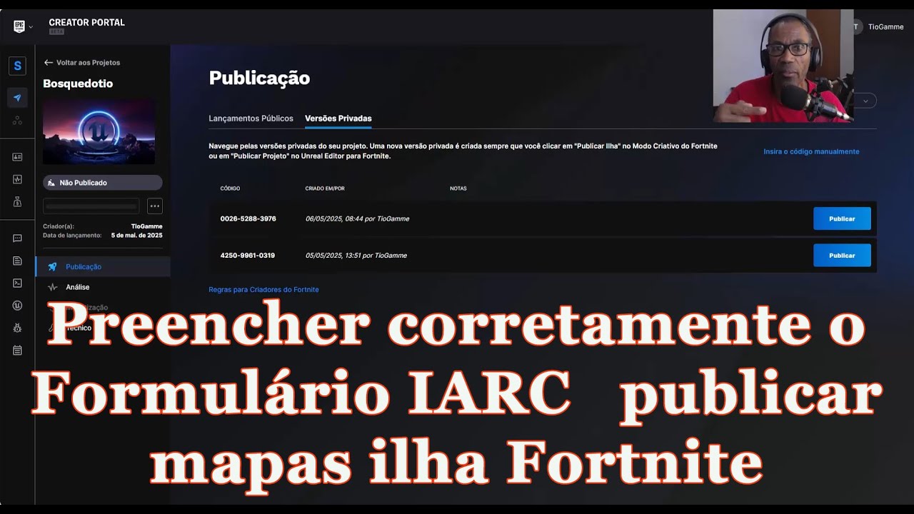 Preencher corretamente o Formulário IARC   publicar mapas ilha Fortnite