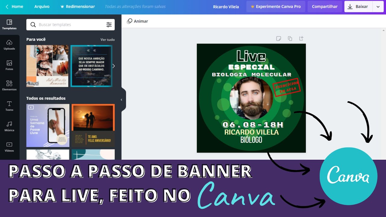 PASSO A PASSO DE BANNER PARA LIVE, FEITO NO CANVA!