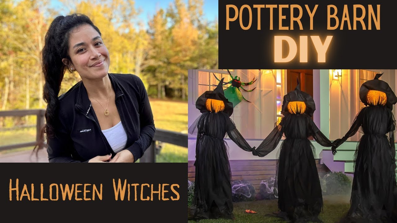 EASY DIY HALLOWEEN PORCH OUTDOOR DECORATIONS | POTTERY BARN DUPE “LIT WITCHES” #halloweendecor
