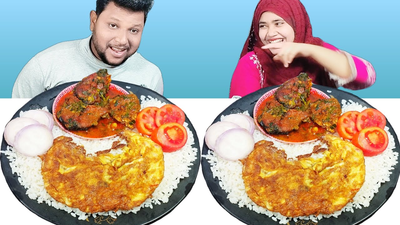 Spicy Fish Curry And Egg Fry With Rice Eating Challenge, Fish Curry Eating Competition, R+B Vlog