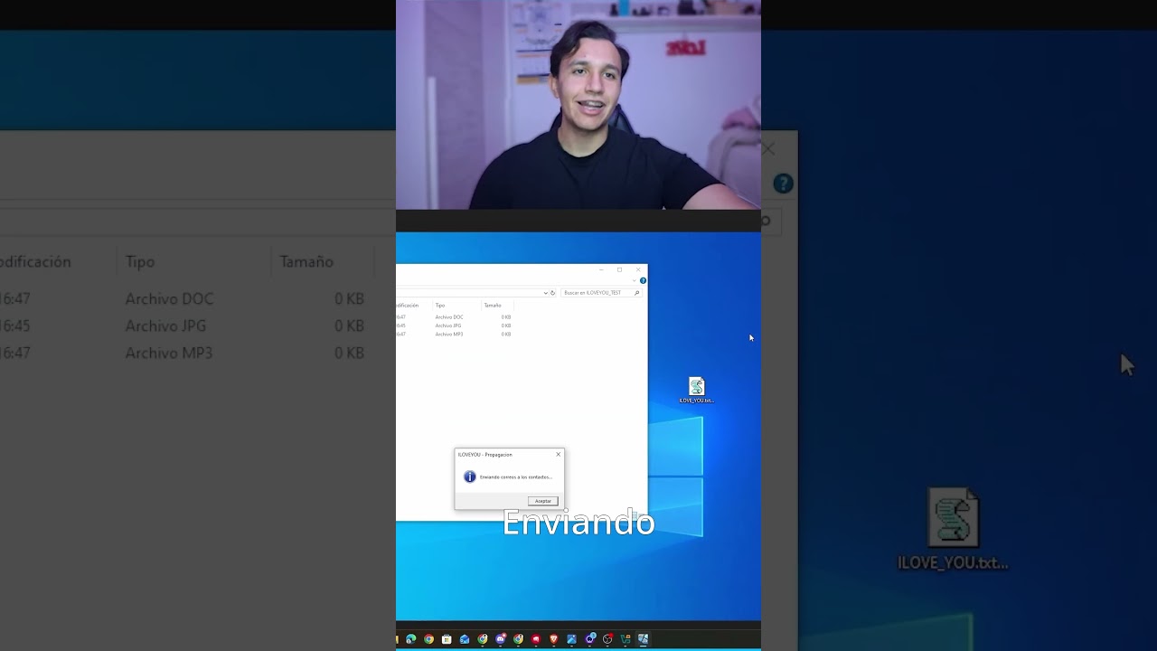 Ejecutando el Virus ILOVEYOU 🤯 | Recreaci&oacute;n en Windows 10 #hack #iloveyou #hacker
