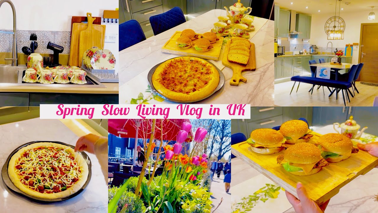 Slow Living Spring Calm Routine in UK ￼￼￼🌺| Cooking Pizza, Burger | Baking ￼+ Cleaning | Haushof 