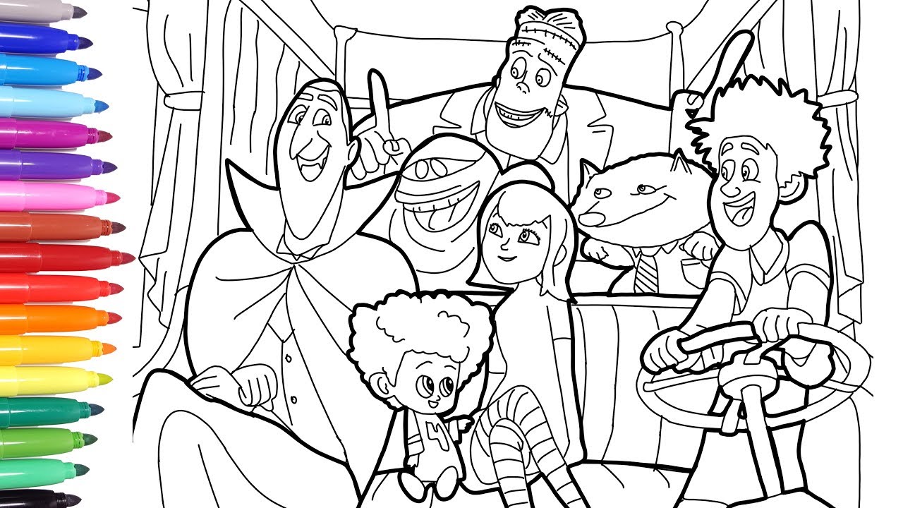 Hotel Transylvania 3 How to Color, Coloring Hotel Tansylvania for Kids, Learn Coloring