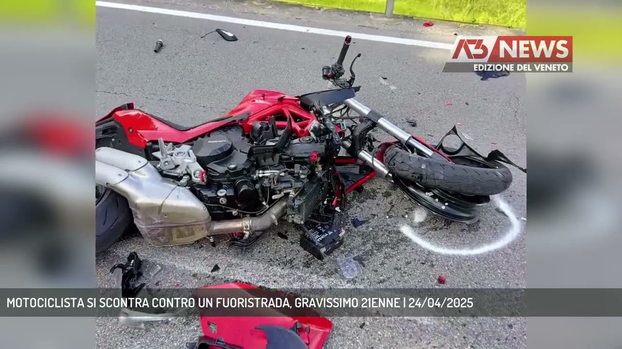 MOTOCICLISTA SI SCONTRA CONTRO UN FUORISTRADA, GRAVISSIMO 21ENNE | 24/04/2025