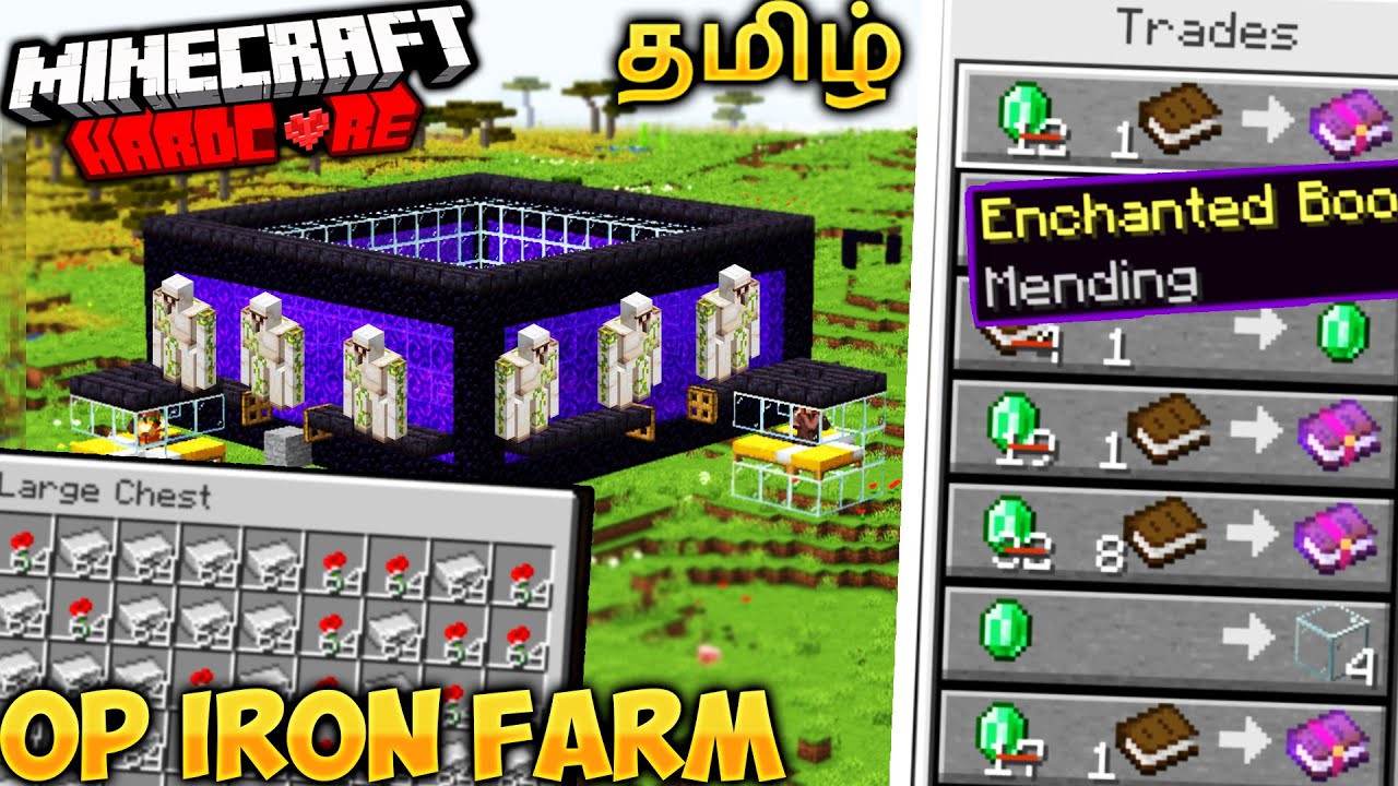 Tamil OP Iron FARM IN Minecraft Hardcore (2400 ingot/hr)