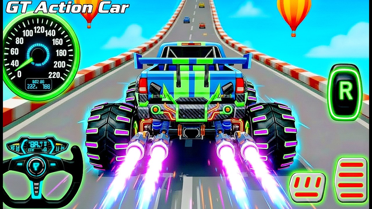 Mega Ramp Monster Car Racing 3D - Extreme Car Stunts -Android Gamepla #MegaRamp #3DGames #CarRacing