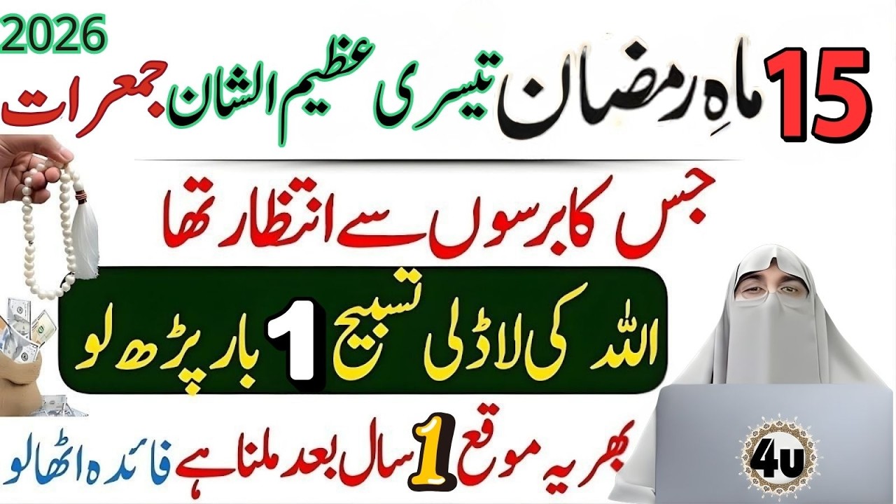 15 Mahe Ramzan 2026 | Teesri Azeem-ul-Shaan Jumerat | Ek Baar Ye Tasbeeh Parh Lo | Dr Farhat Hashmi