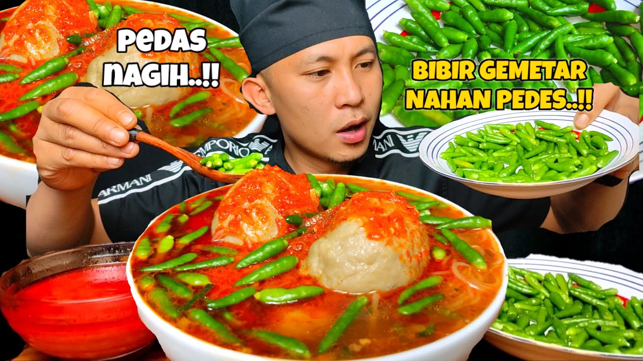 SAMPAI GEMETAR BIBIR NAHAN PEDAS - MUKBANG BAKSO BERANAK 200 CABE RAWIT!!