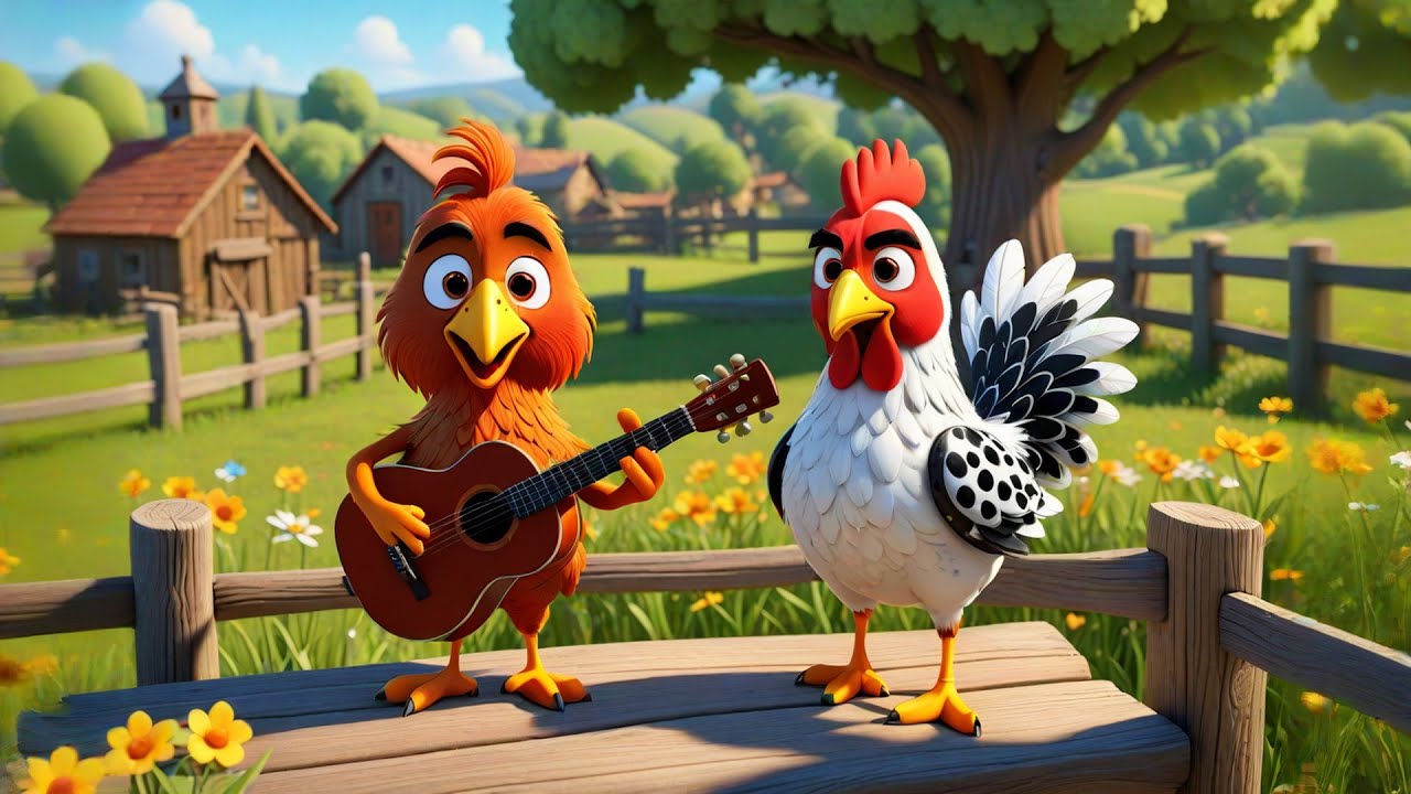 Two Chirpy Chickens Play Guitar | Farm Animal Song| Counting & Music Rhyme for Preschoolers