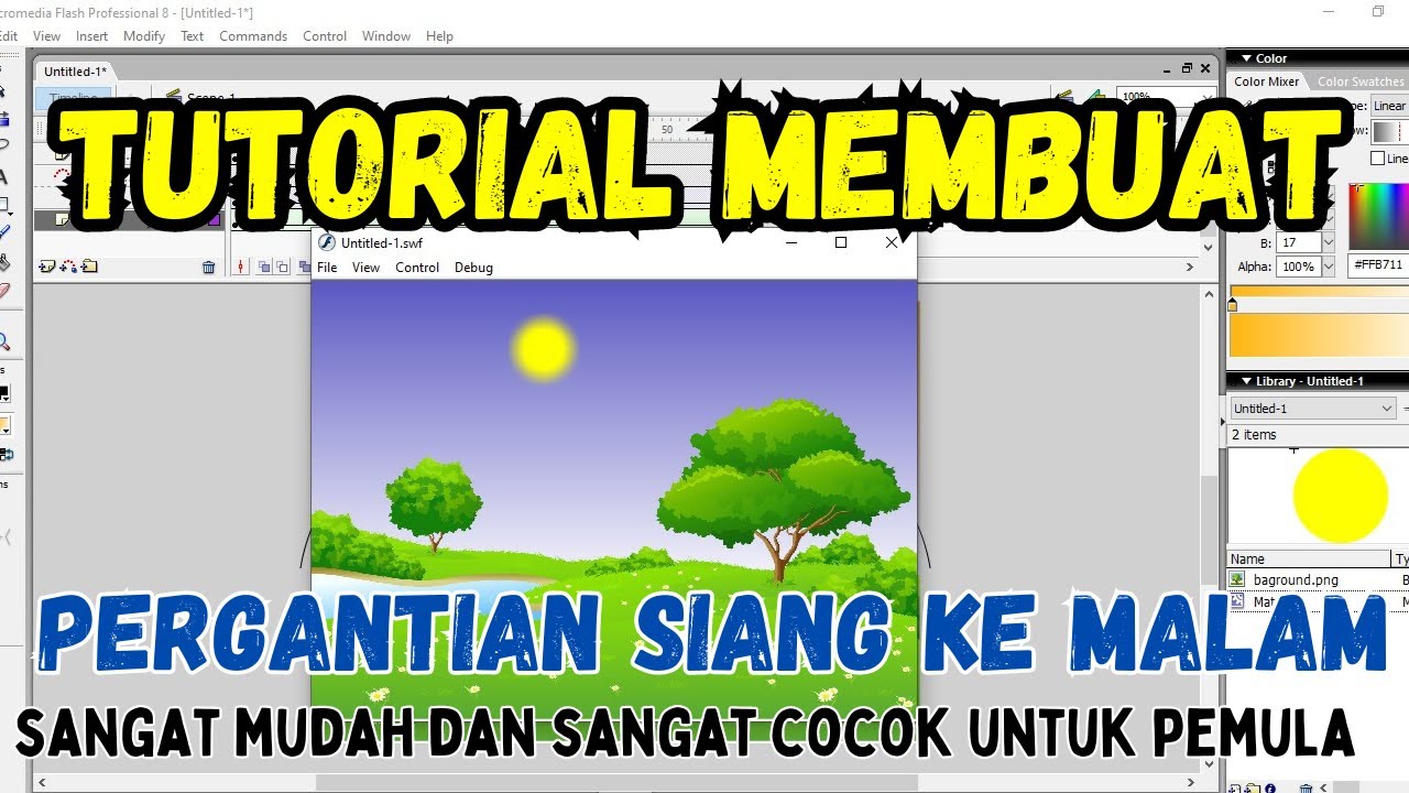 Tutorial Cara Membuat Animasi Merubah Waktu Siang - Malam Di MACROMEDIA FLASH 8