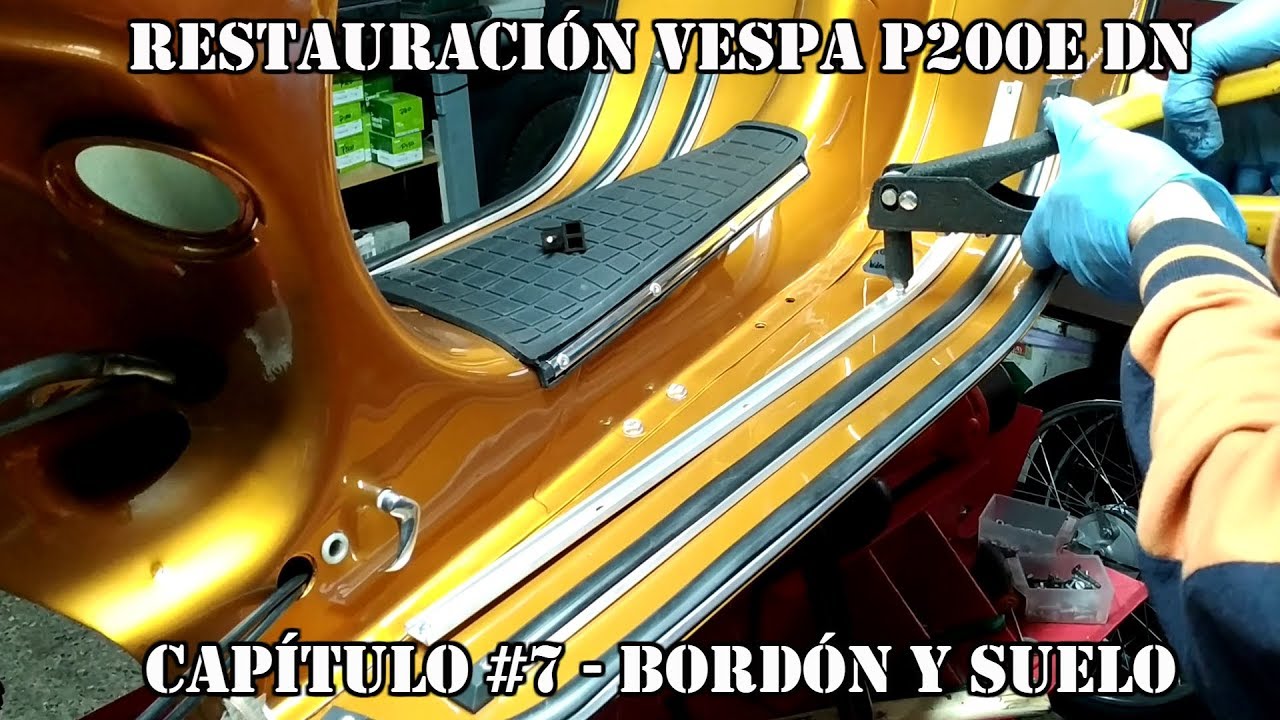 Como colocar el bordón del escudo y el suelo - Restauración Vespa P200E DN | Capítulo #7