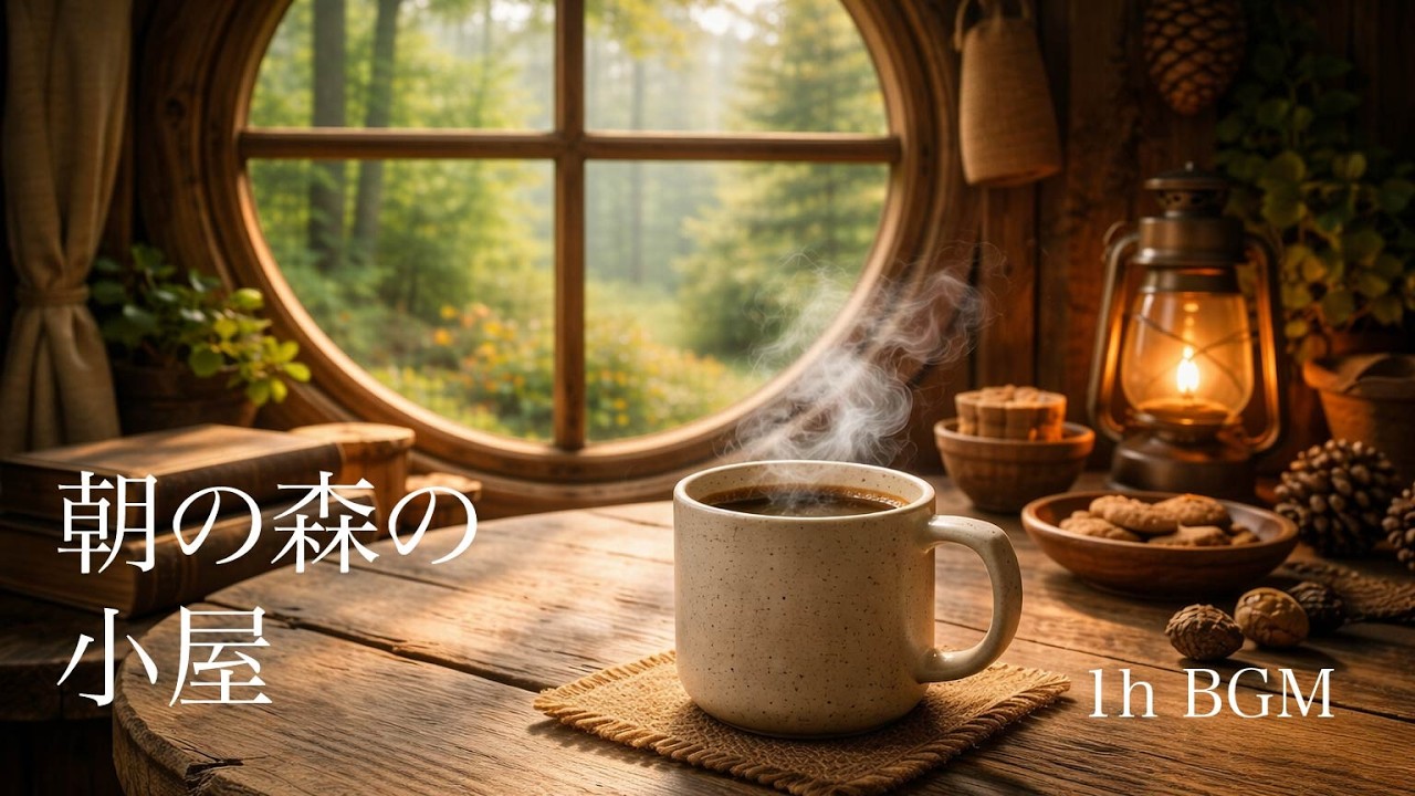 【作業用・睡眠用BGM】心地よく過ごす朝、朝の森の小屋〜beautiful and relaxing songs〜