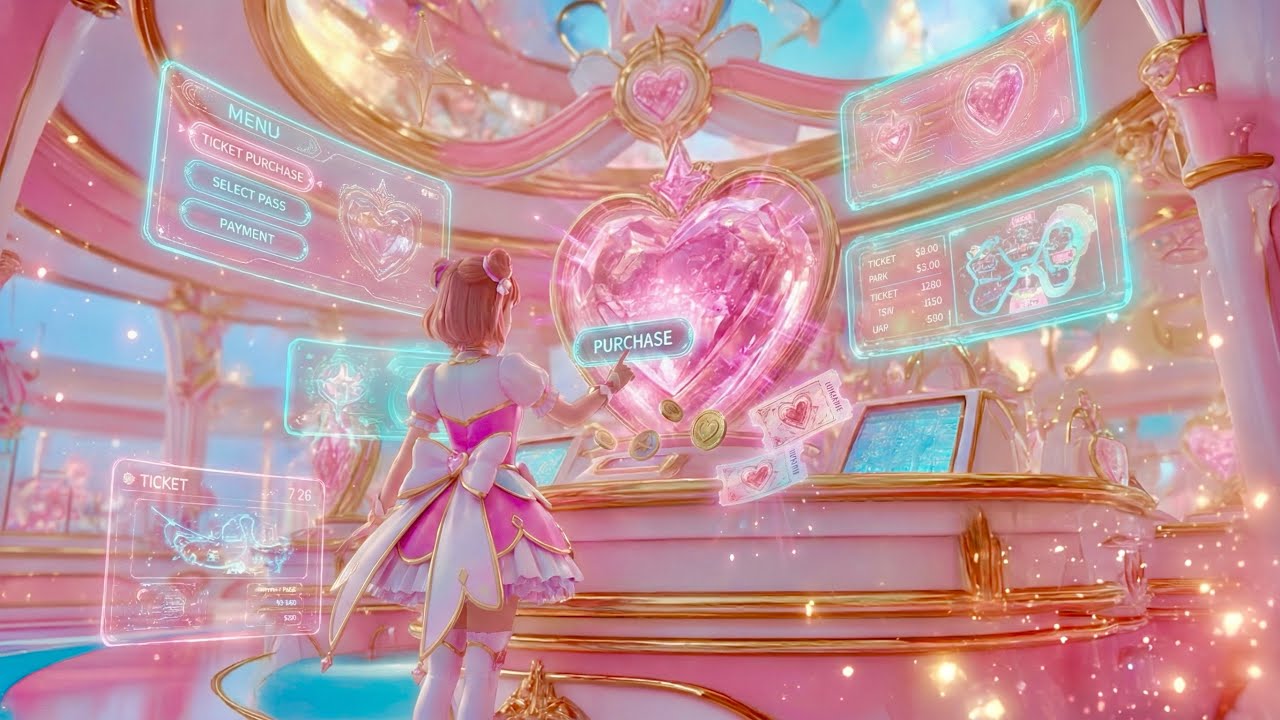 天空の魔法少女テーマパークがやばい🎠🪽ペガサスに乗って、アトラクションから夜のプロジェクションマッピングまで✨🌙💖#ai #asmr  #oddlysatisfying #satisfying