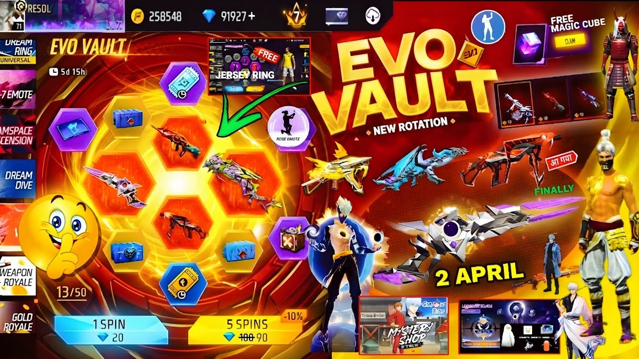 Next Evo Vault Event Free Fire🔥🤯2026 *100% CONFIRM*| 2 April Month Evo Vault Event M1887 Gun Skin