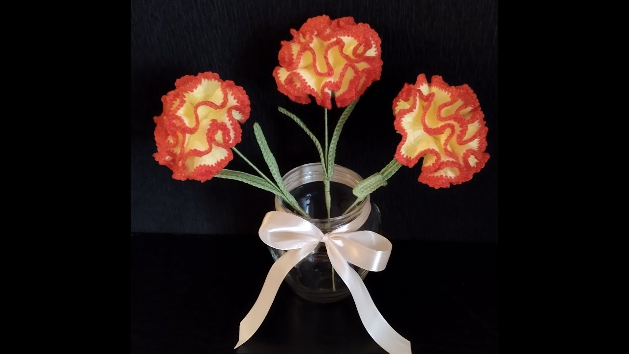Garoafa inflorita crosetata/Crocheted blooming carnation pas cu pas