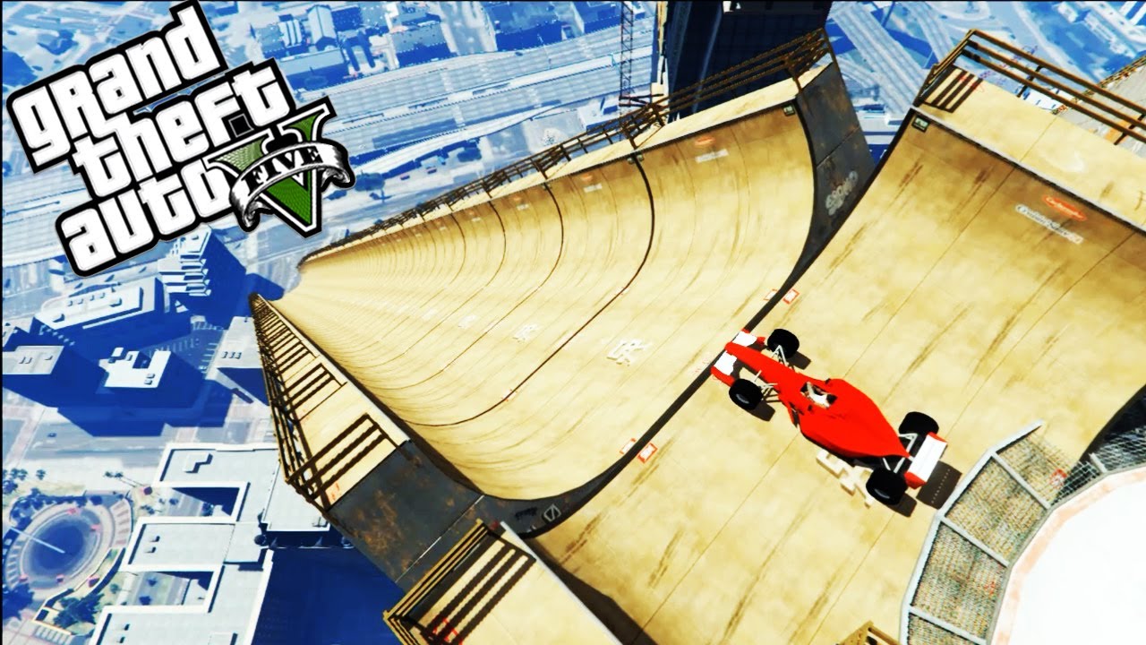 GTA 5 PC Mods - WORLD'S BIGGEST STUNT RAMP!!! Funny Moments!