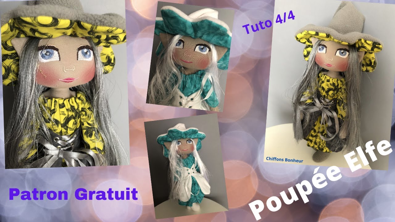 couture poupée chiffon Elfe, cours 4/4, montage final de la poupée, rag doll, tuto ultra complet