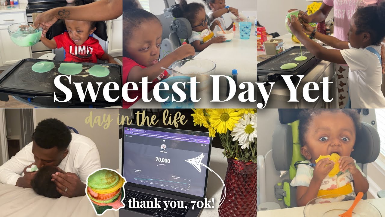 VLOG ✨ Colorful Pancakes, Hitting 70K!, Family Monthly Reset, Surprising Daddy! 🤩