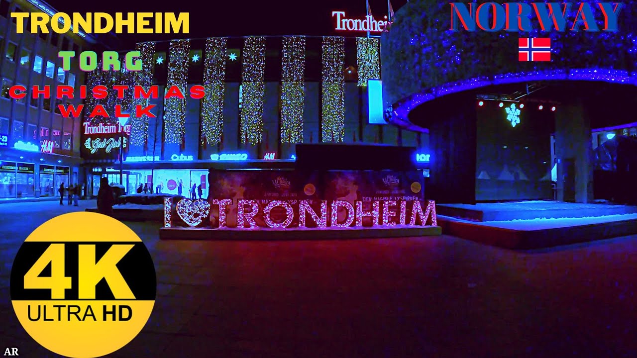 【4K】Christmas Walking Tour at Night, Showing You The Best Night Clubs  In (Norway-Trondheim) ASMR