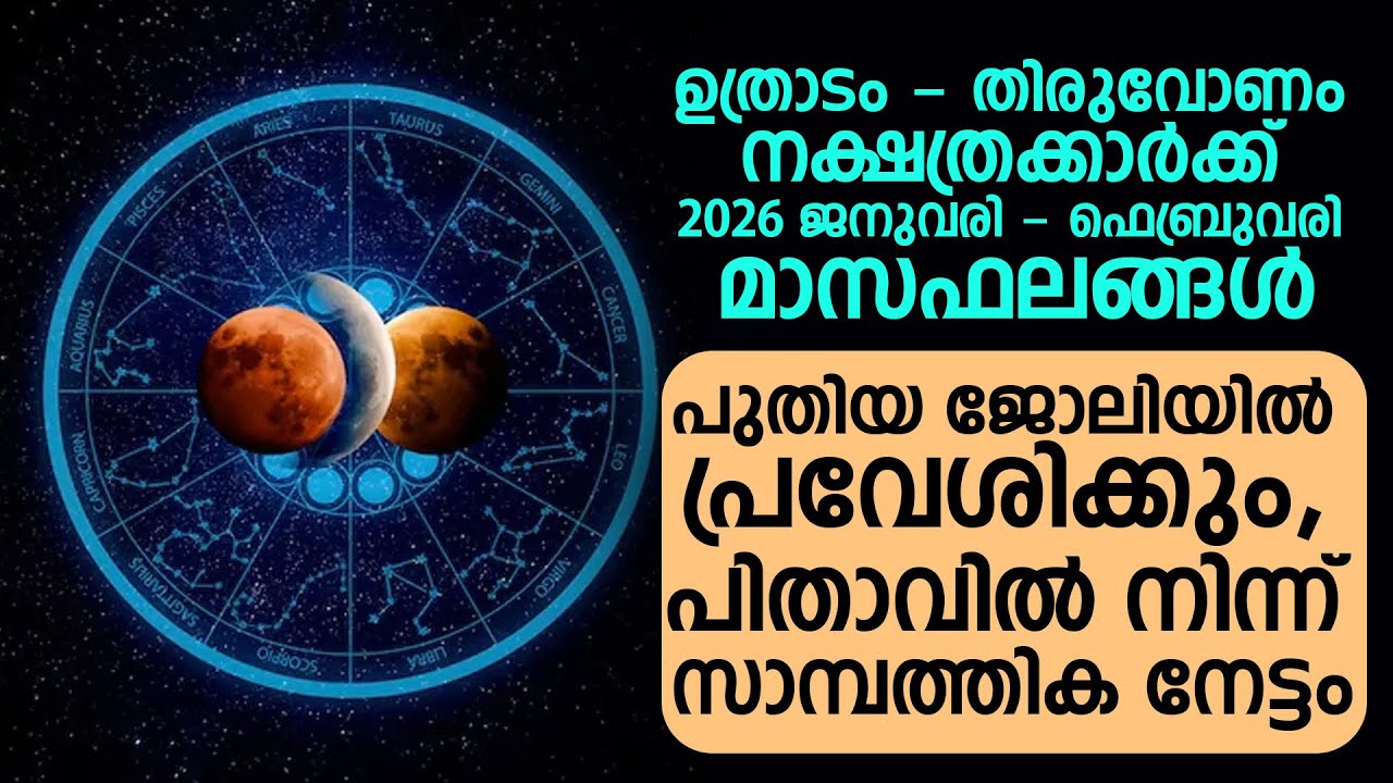 Uthradam - Thiruvonam 2026 January - February Financial gain from father, new job...
