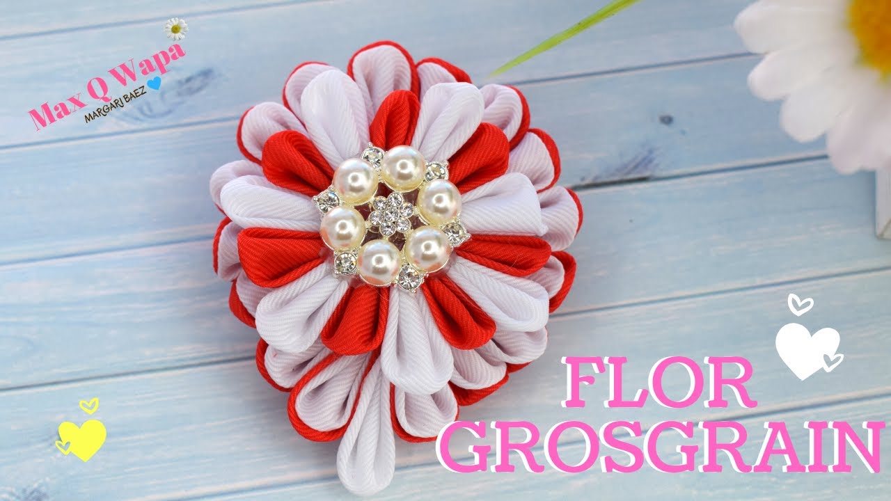 Flor de cinta para Diadema/ cintillos 💙 Margari