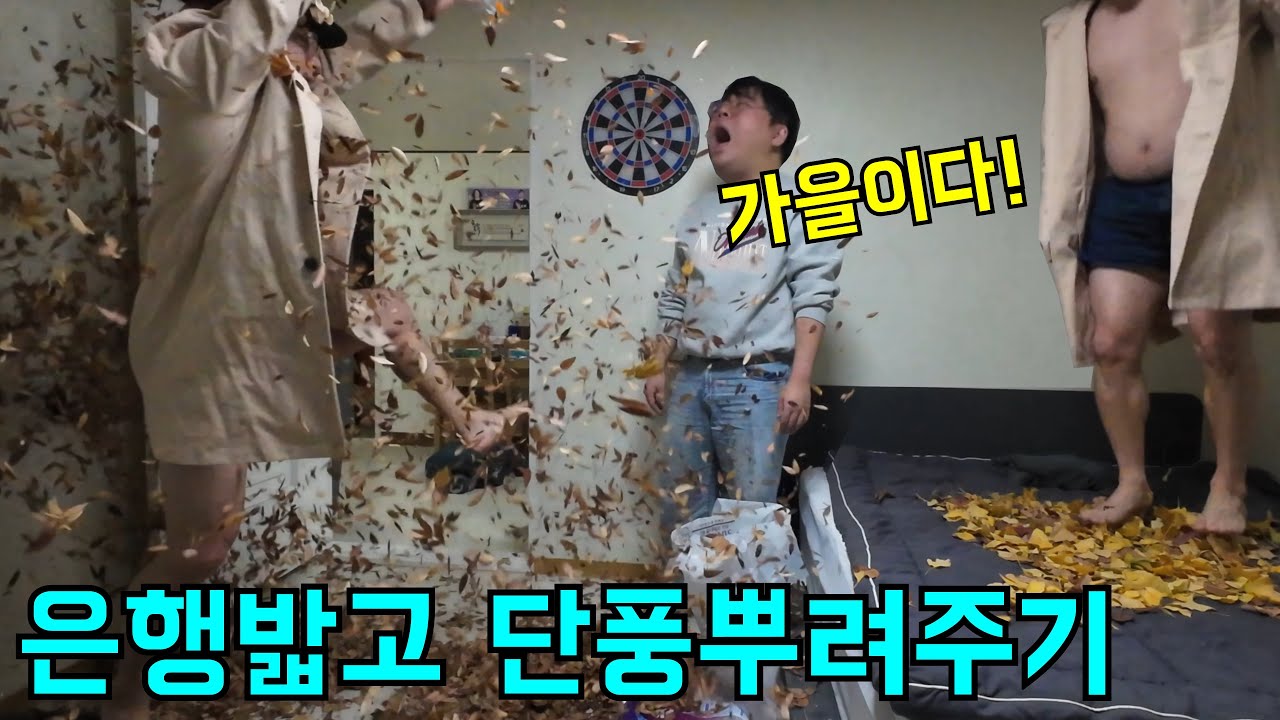 원식이형 방에서 은행밟고 단풍잎 뿌려주기ㅋㅋㅋ