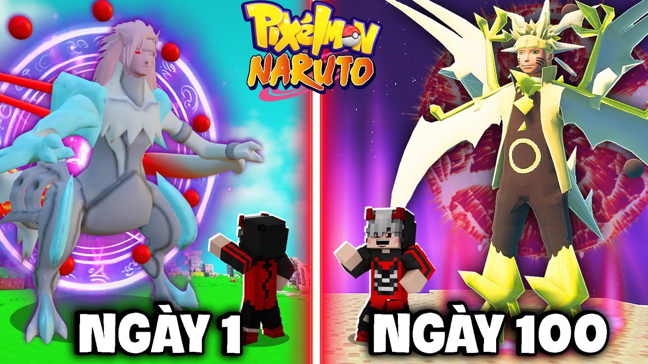 2 CÁ Tóm Tắt 100 Ngày Pixelmon Naruto Lục Đạo Trong Minecraft Siêu Khó