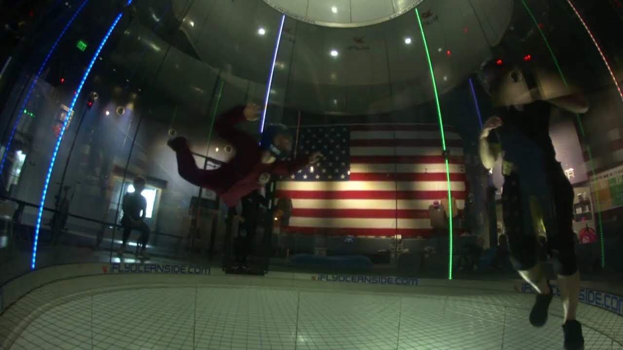 Riley flying in the wind tunnel