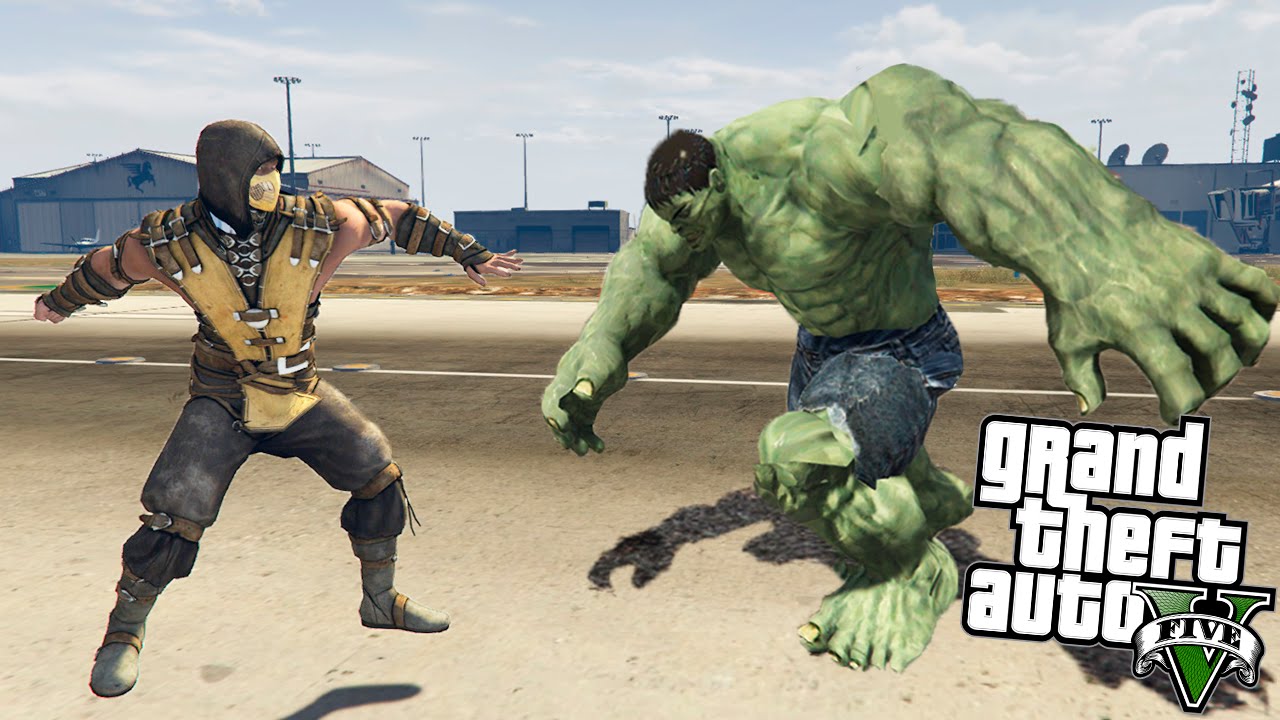 GTA 5 Моды: СКОРПИОН VS ХАЛК(HULK) - БИТВА ХАЛКА И СКОРПИОНА