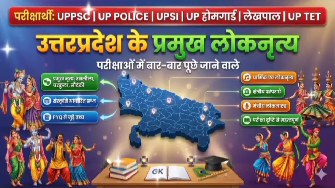 उत्तरप्रदेश के प्रमुख लोकनृत्य & लोकगीत🔥 | UP GK One Shot | UPPSC • UP Police • UPSI Exams 